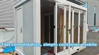 Snelle consolidatie buiten, eenvoudige container, mobiele kamer, serre, glazen vliesgevel, afneembare a