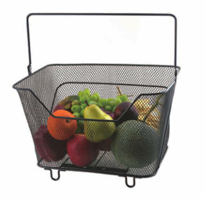 Moderne stijl Wasbare mand Metalen Zwarte Draad Kust Vriesmachine Organisator Fruit Storage Basket Voor Thuis