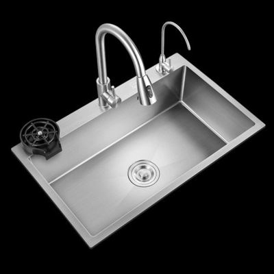 Grote single slot multifunctionele gootsteen anti-krab LED digitaal display roestvrij staal waterval keuken gootsteen met cup Wa