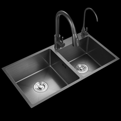 Groothandel Simpel Design Custom Moderne rechthoekige metalen messing Chrome Dubbele keuken wastafel voor thuisgebruik