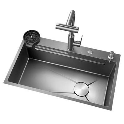 2024 Populair Groot Single Slot Multifunktioneel Roestvrijstalen Waterval Keukensink Anti-Scratch LED Digitaal Display