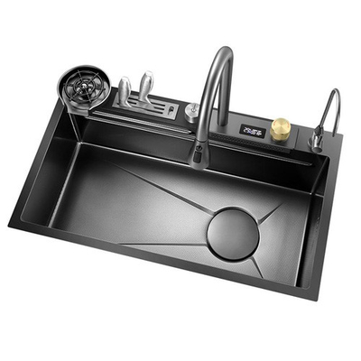 2024 Populair Groot Single Slot Multifunktioneel Roestvrijstalen Waterval Keukensink Anti-Scratch LED Digitaal Display