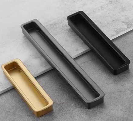 Verborgen aluminium alloy handgrepen kantoor badkamer centrum kast deur gesp knoppen trekken mat zwart meubel handgreep