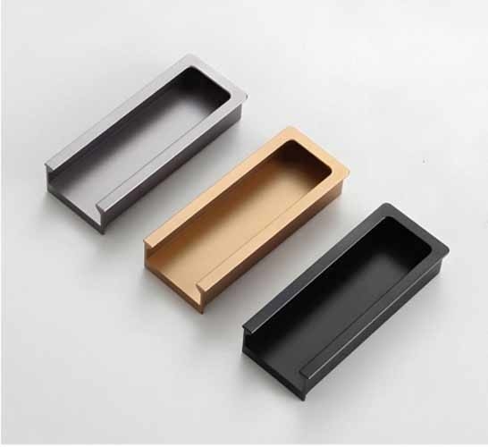 Verborgen aluminium alloy handgrepen kantoor badkamer centrum kast deur gesp knoppen trekken mat zwart meubel handgreep
